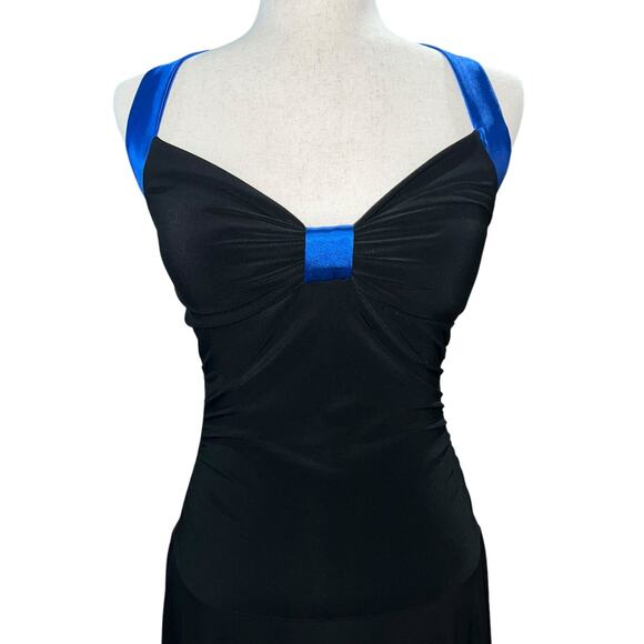 VTG Y2k Women's Taboo Satin Ribbon Trim Asymmetrical Halter Cocktail Dress Sz M - Picture 2 of 7